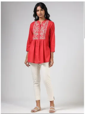 Utsa Floral Embroidered Gathered Tunic