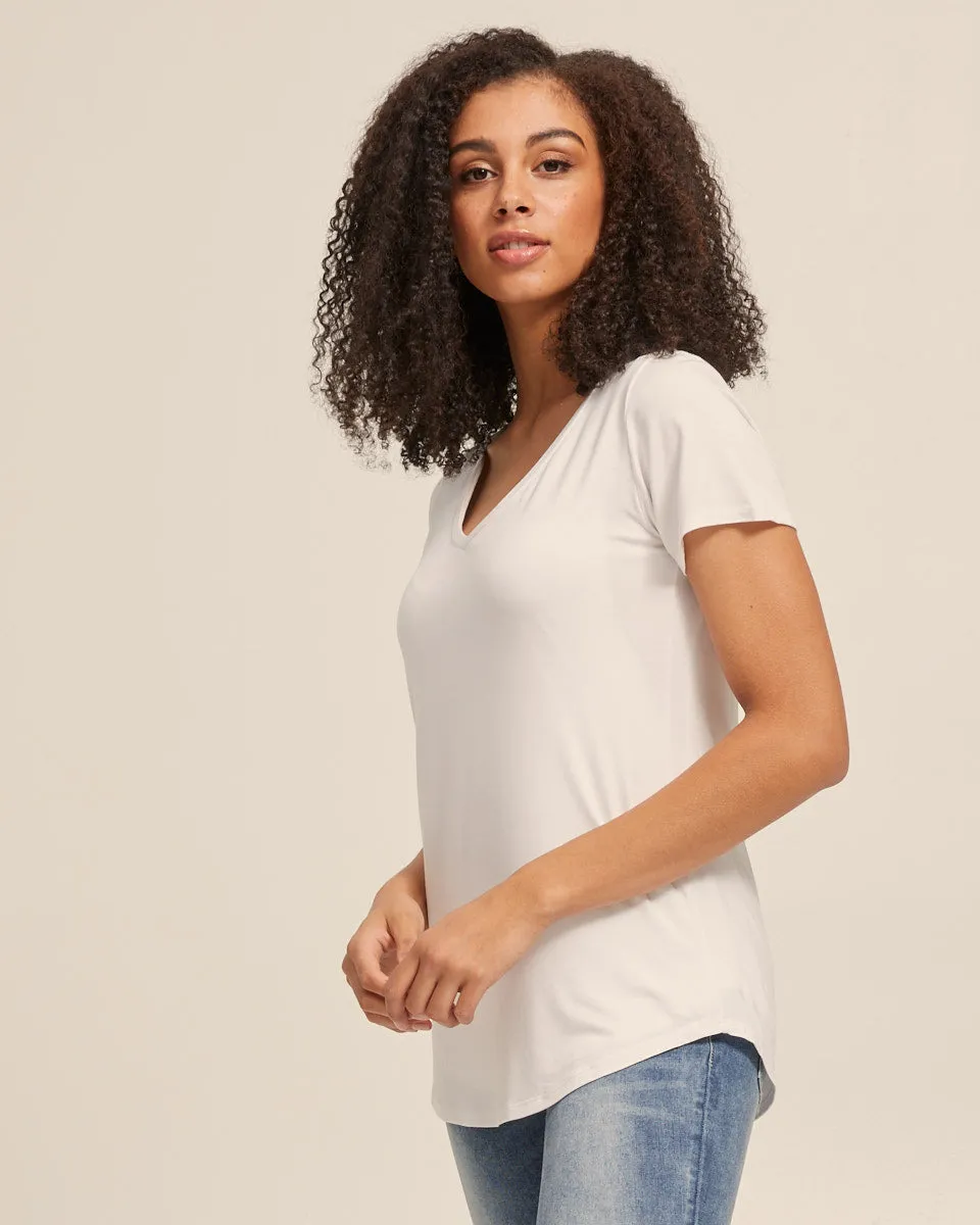 V Neck Bamboo Nursing Tee - Antique White