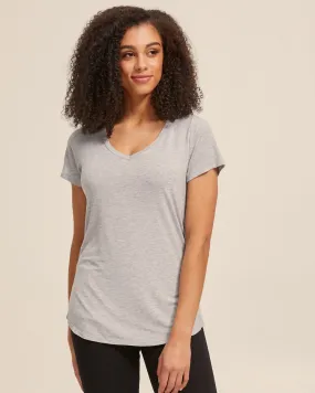 V Neck Bamboo Nursing Tee - Grey Marle