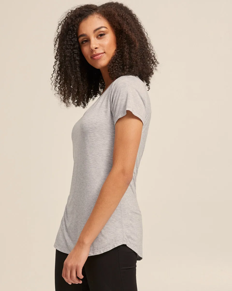 V Neck Bamboo Nursing Tee - Grey Marle