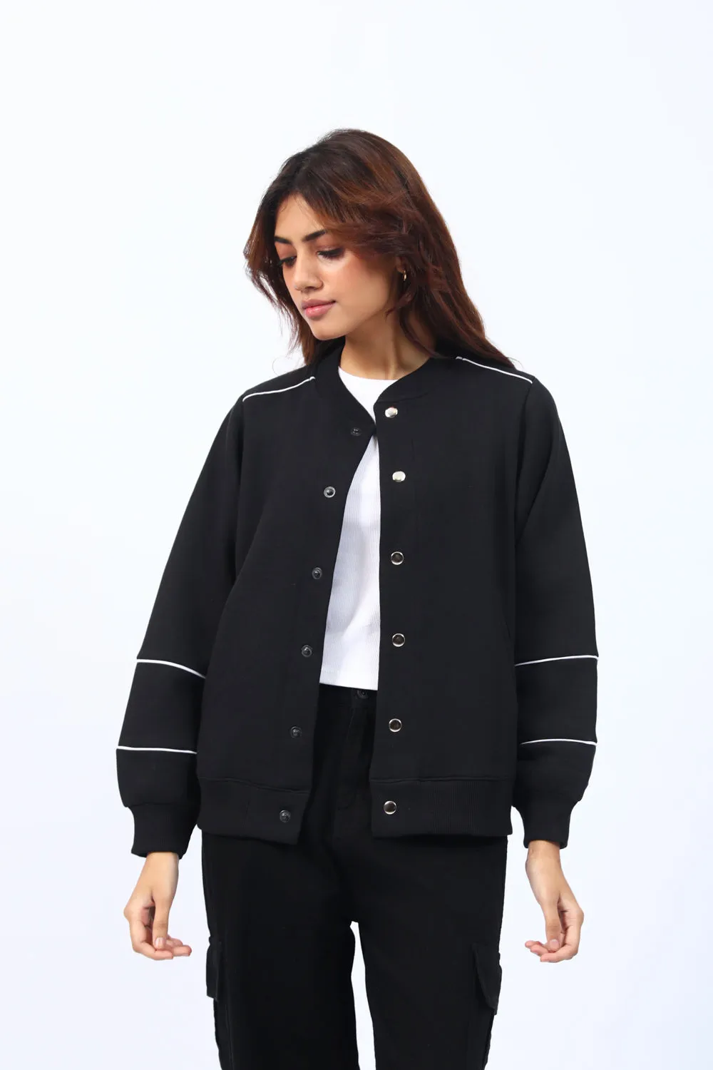 VARSITY JACKET WITH CONTRASTING DETAIL