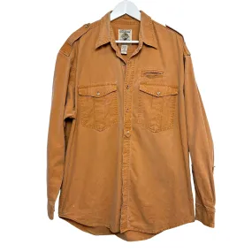 Vintage 90s Banana Republic Work Shirt Long Sleeve Button Down Shacket Orange Large