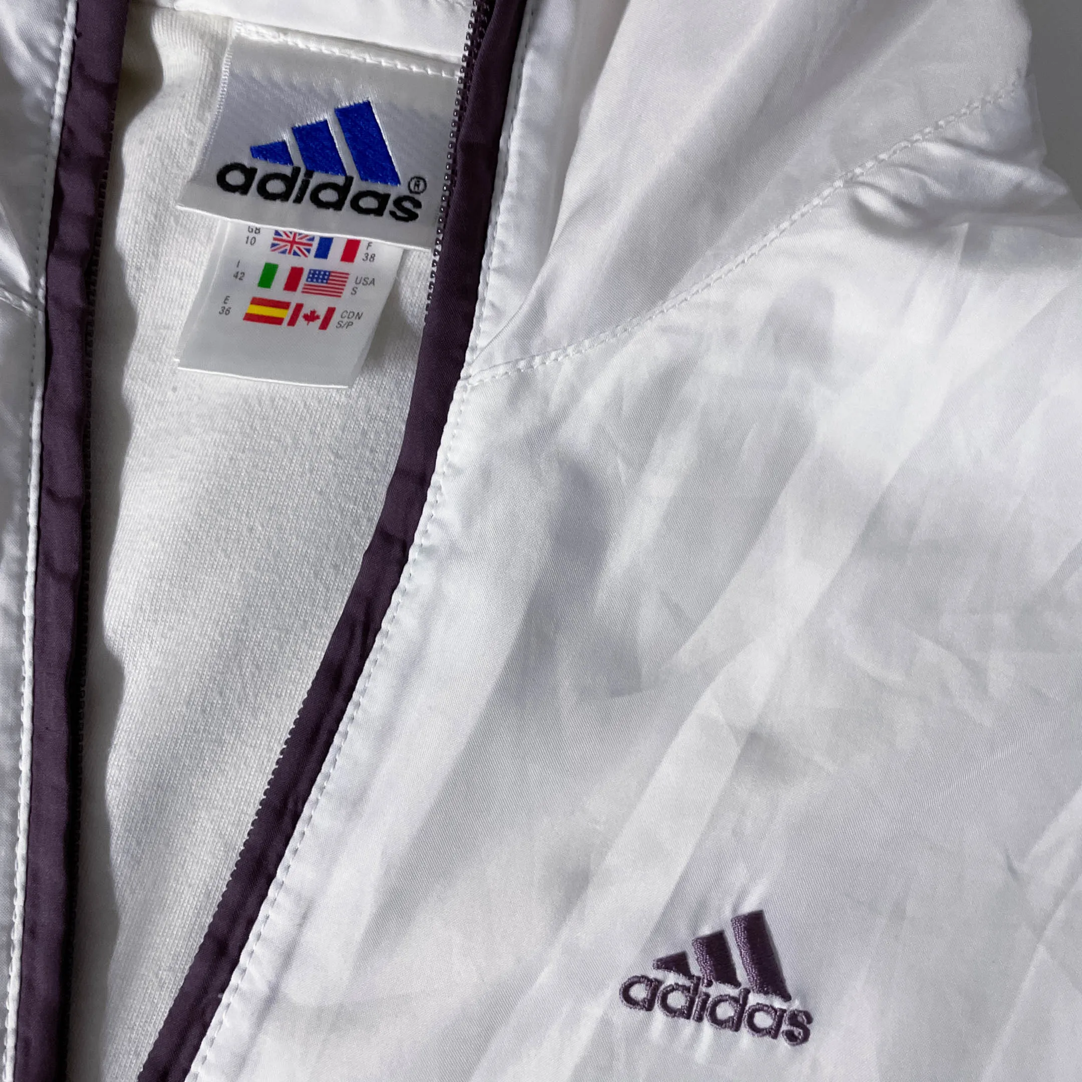 Vintage Adidas womens white small full zip up track top