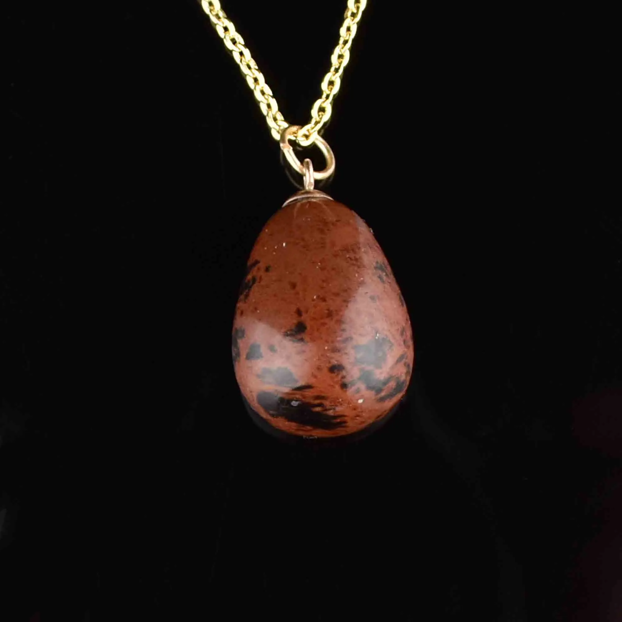 Vintage Gold Jasper Egg Pendant Necklace