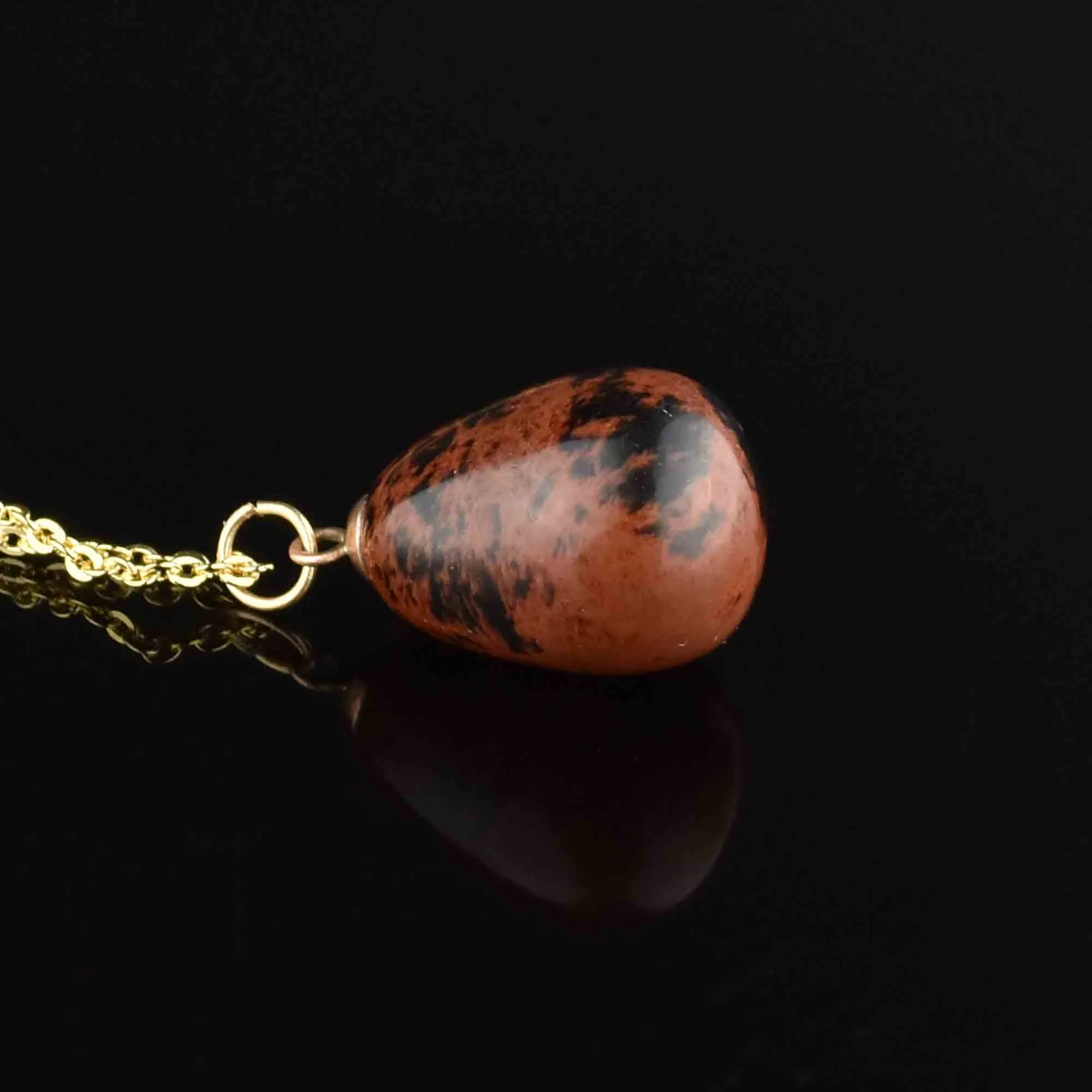 Vintage Gold Jasper Egg Pendant Necklace