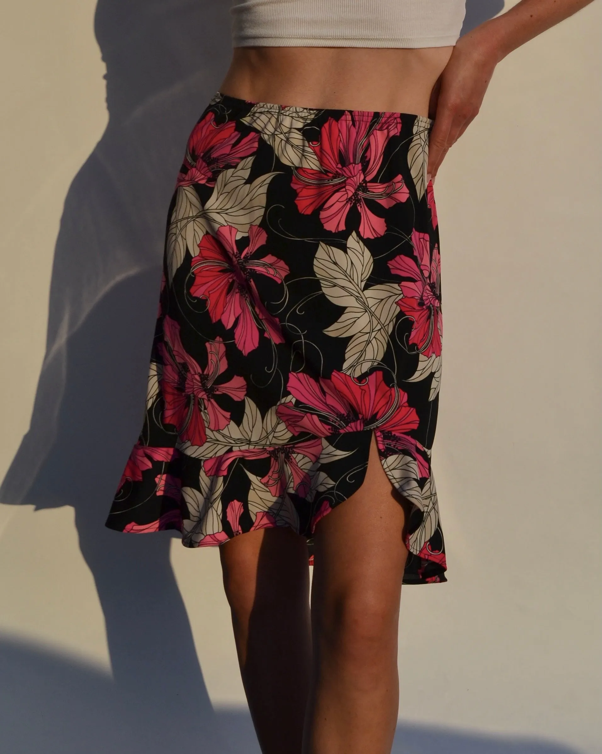 Vintage Knee Length Floral Skirt