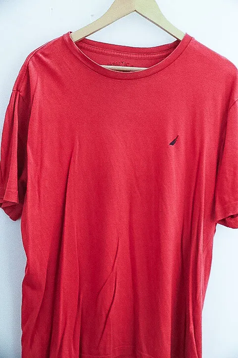 Vintage Nautica Red plain large mens t-shirts