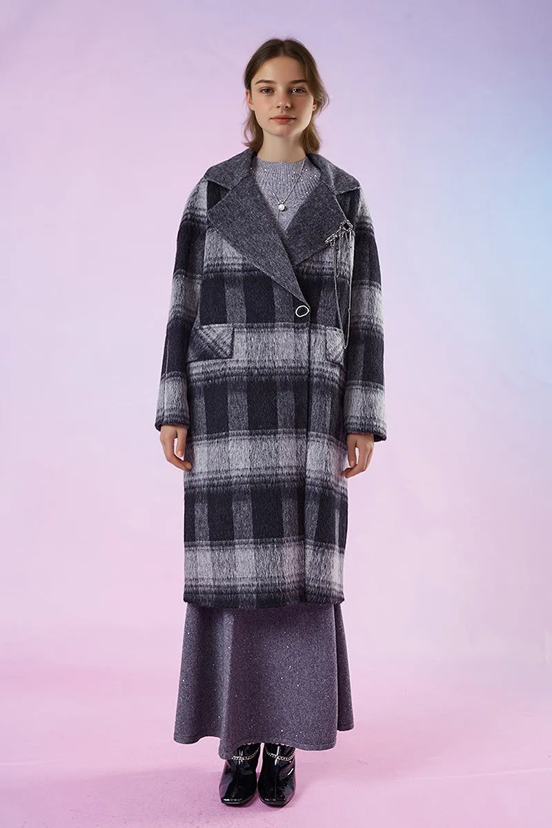 Vintage Oversized 100 Wool Plaid Trench Coat