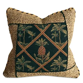 Vintage Pineapple Tapestry With Cheetah Luxury Woven Throw Pillow Cover 16x16