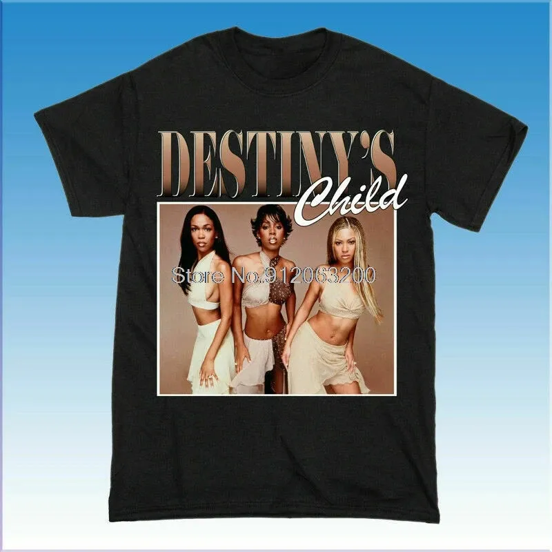 Vintage Rare Destiny's Child World Black T-Shirt for Men, 100% Cotton, Hip Hop Tees, Harajuku Streetwear