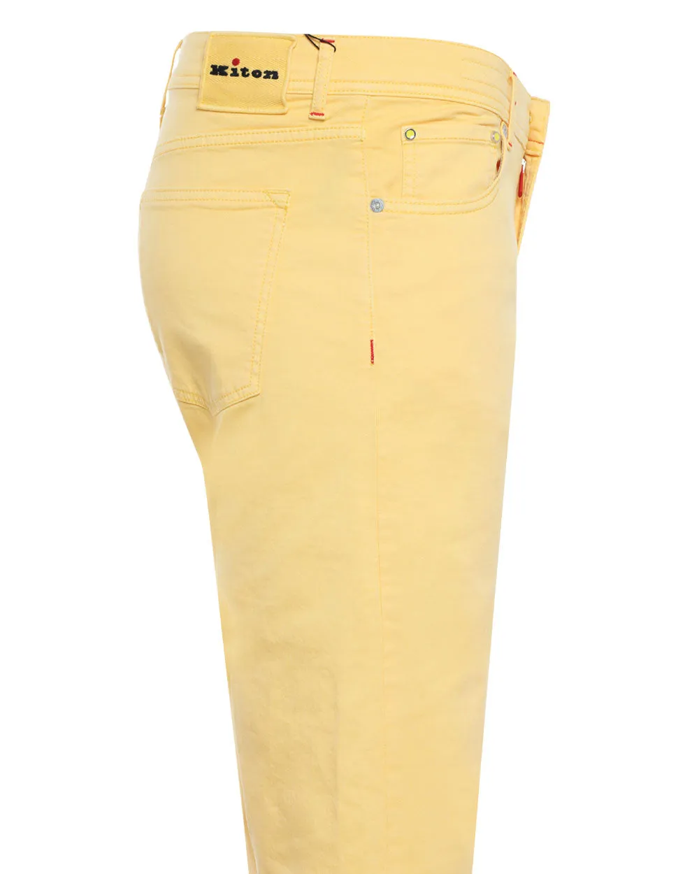 Washed Yellow Cotton Blend Slim Fit Chino Pant