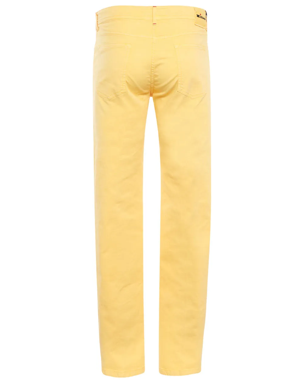 Washed Yellow Cotton Blend Slim Fit Chino Pant