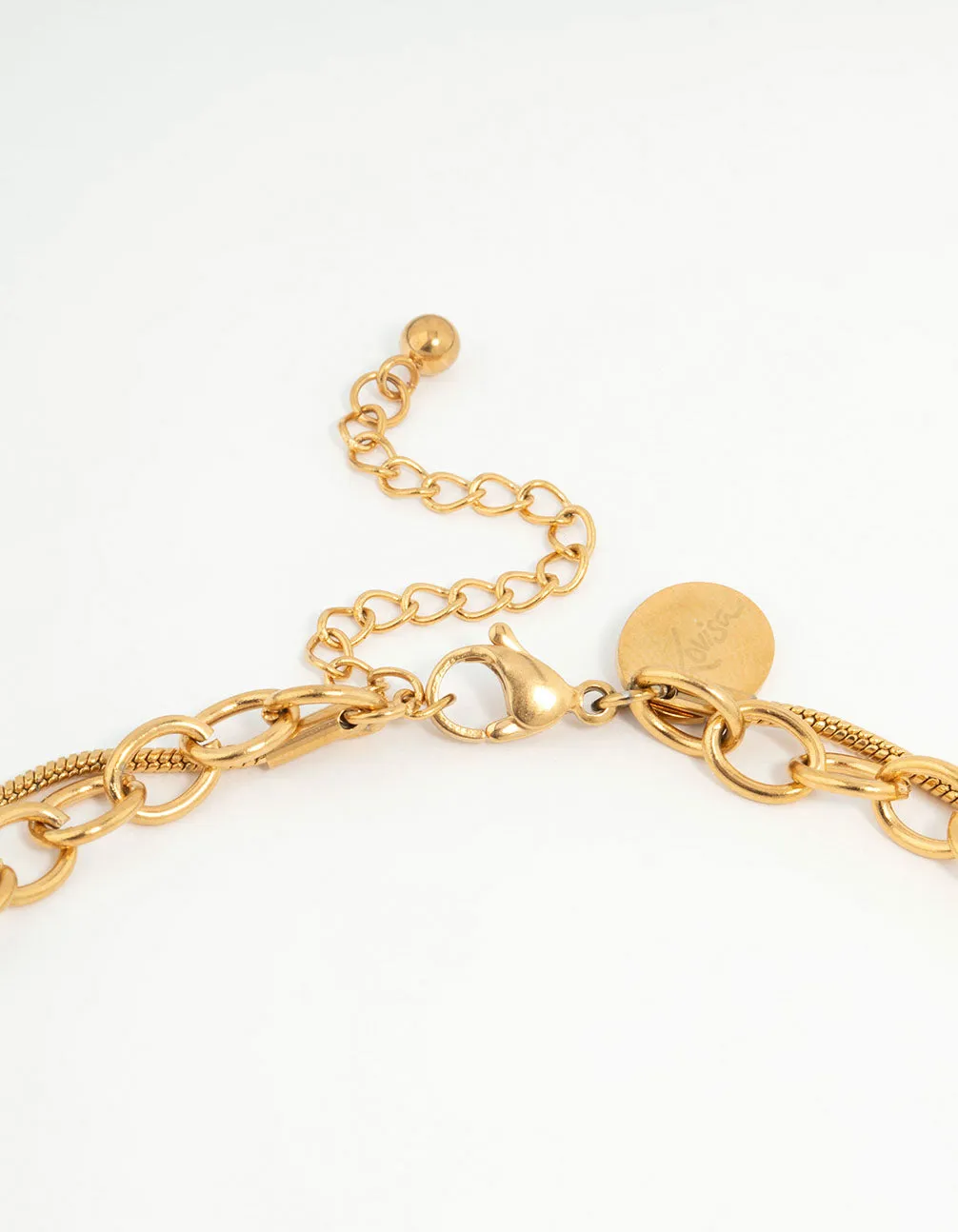 Waterproof Gold Plated Stainless Steel Layered Chain Necklace