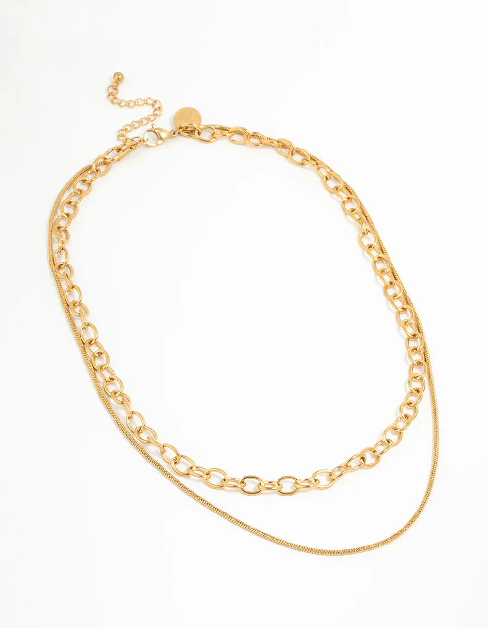 Waterproof Gold Plated Stainless Steel Layered Chain Necklace