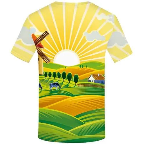 Windmill T-shirt Men Netherlands Tshirts Novelty Cartoon T-shirts Graphic Harajuku Tshirts Cool Animal Tshirt Printed