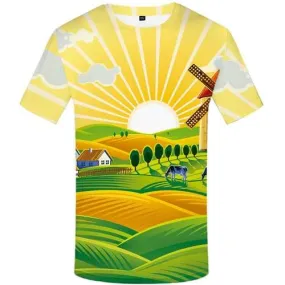 Windmill T-shirt Men Netherlands Tshirts Novelty Cartoon T-shirts Graphic Harajuku Tshirts Cool Animal Tshirt Printed