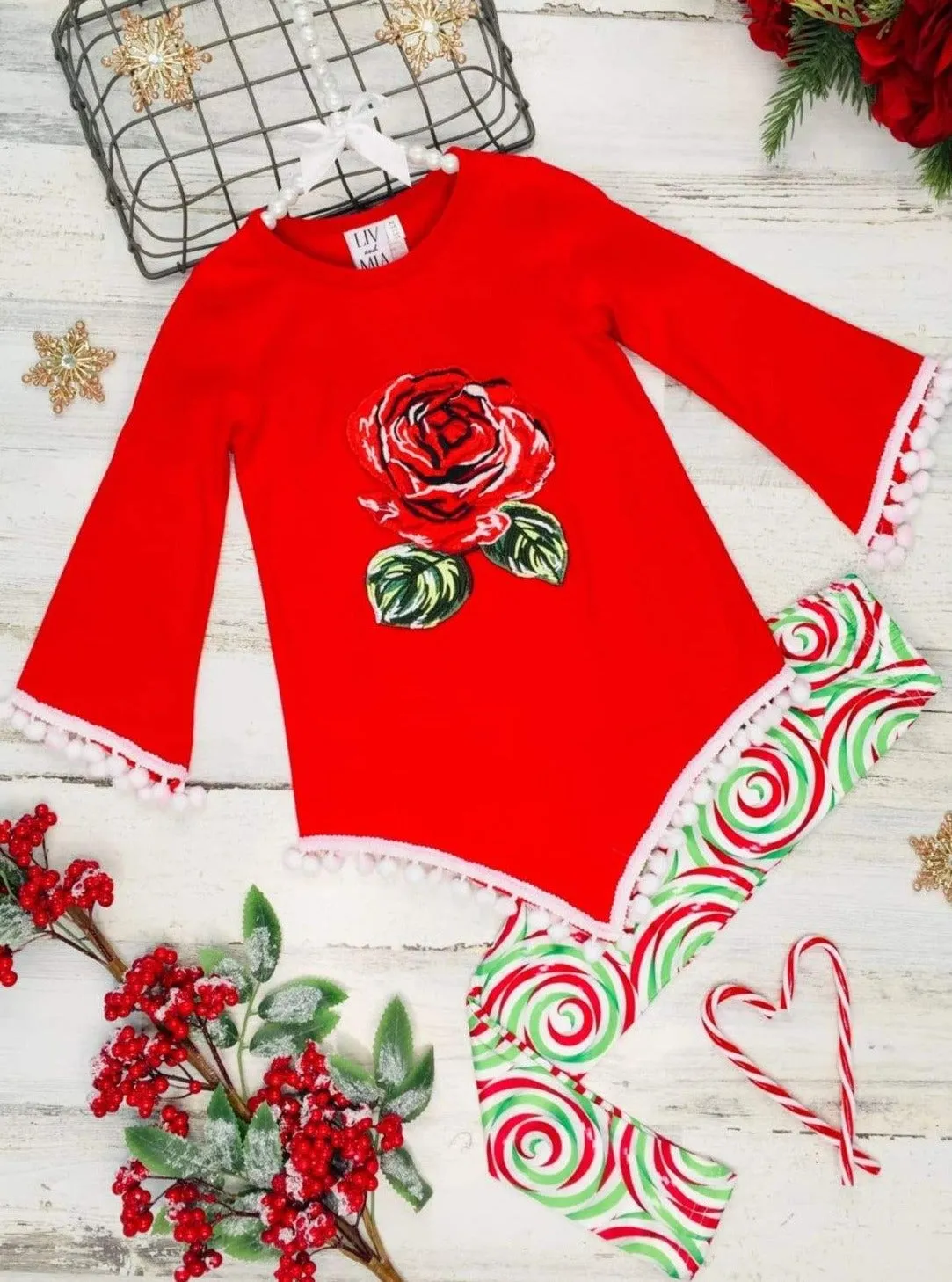 Winter Romance Pom Pom Tunic and Legging Set