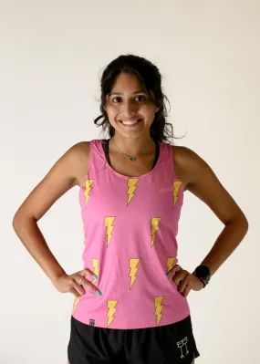 Women's Pink Bolts Performance Singlet