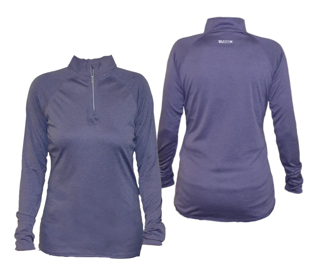 Women's Reflective Long Sleeve Quarter Zip Shirt - Choose your design Purple