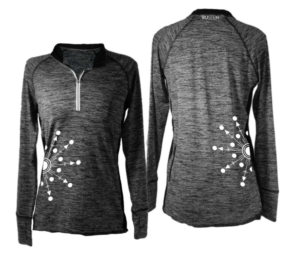 Women's Reflective Long Sleeve Quarter Zip Shirt - Directions