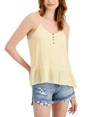 Women's Ruffled-Hem Tank Top,Yellow