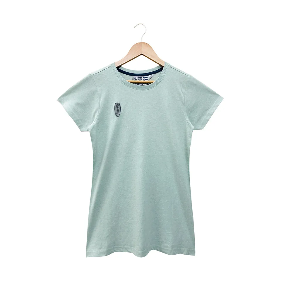 Womens Semi Long Round Neck Short Sleeve Casual Cotton T-Shirt