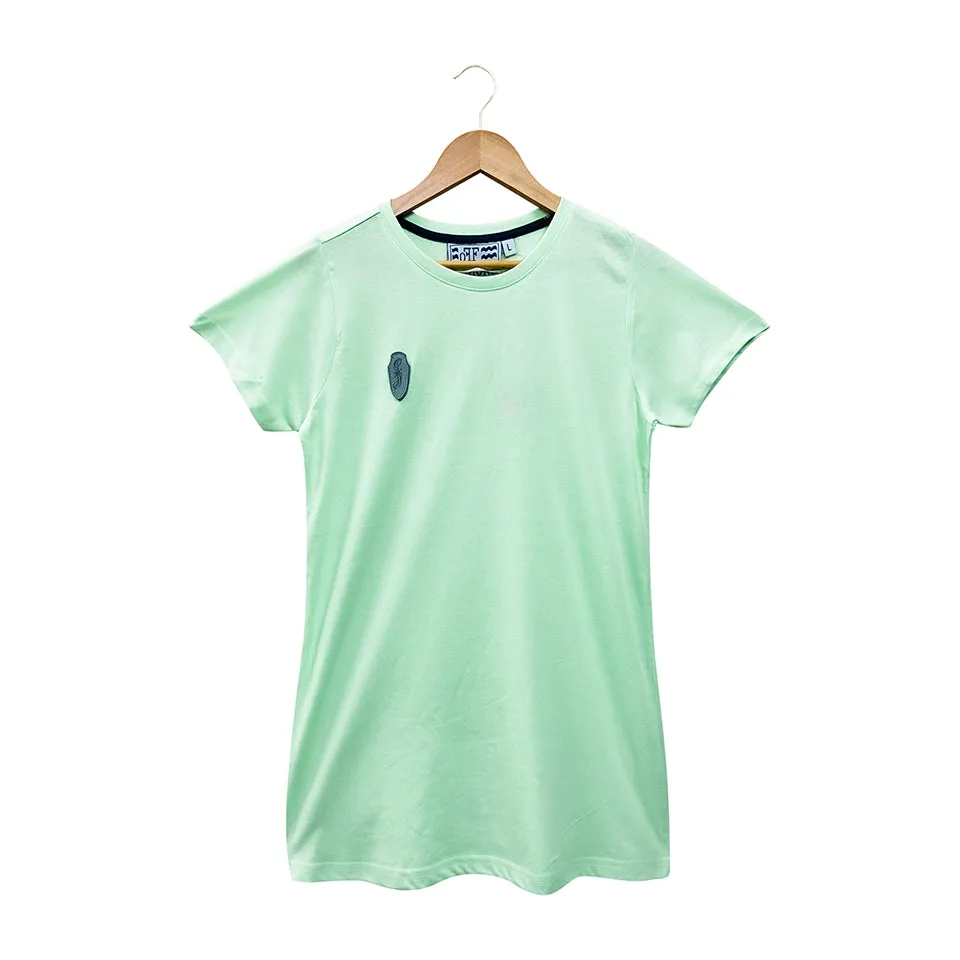 Womens Semi Long Round Neck Short Sleeve Casual Cotton T-Shirt