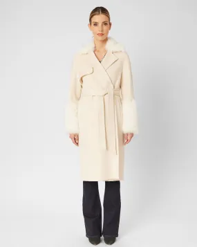 Wool Coat with Faux Fur