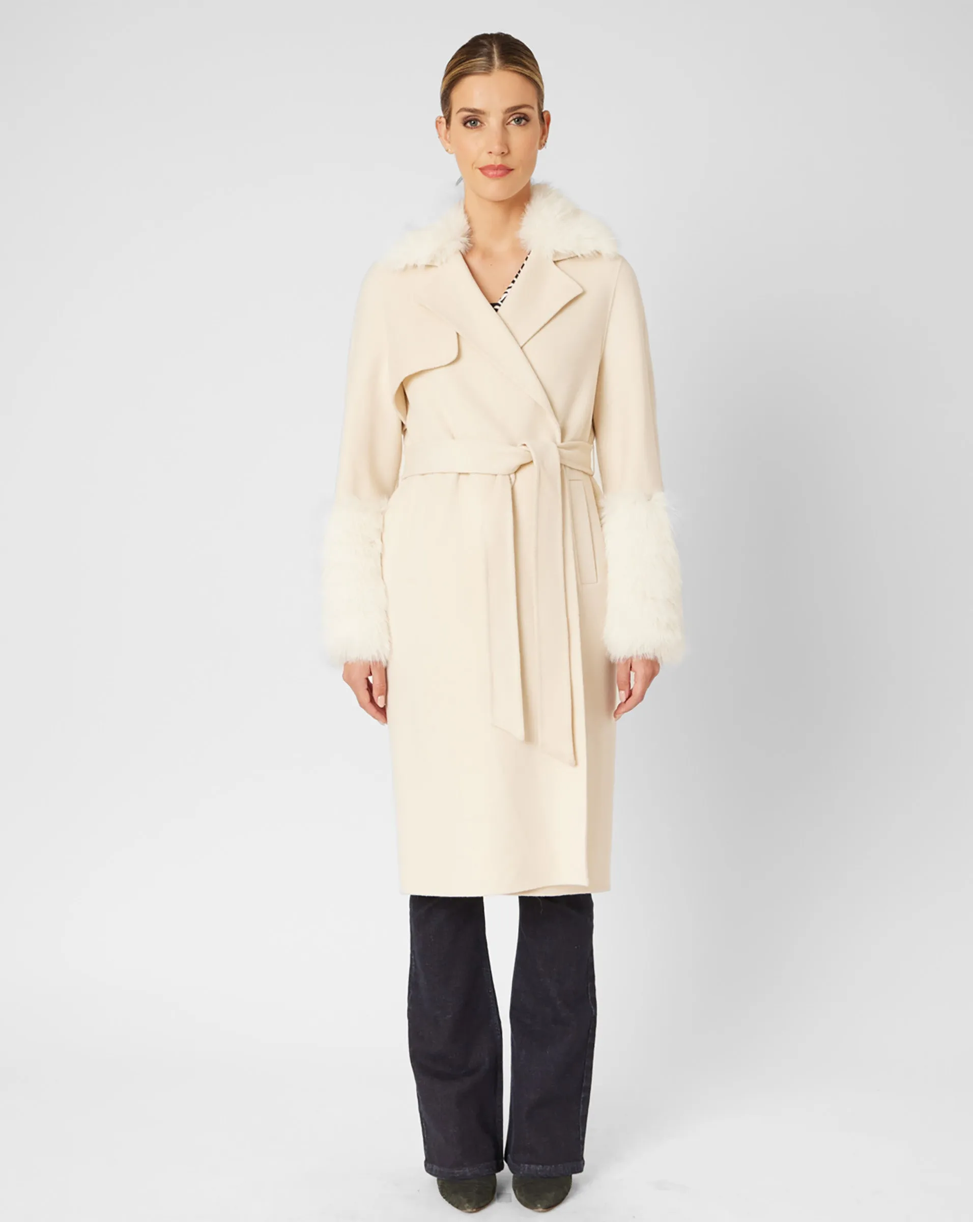 Wool Coat with Faux Fur