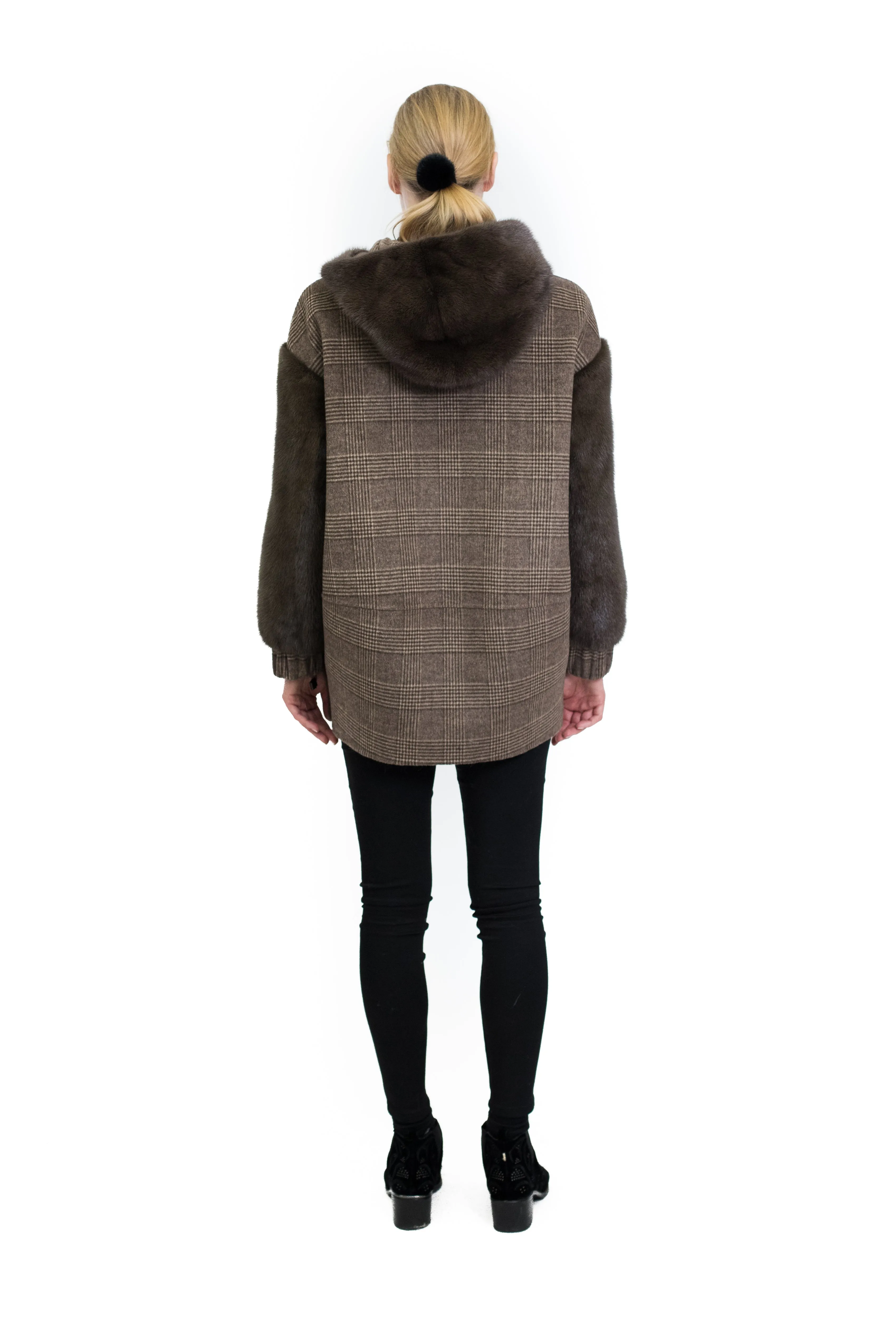 Wool Coat with Full Skin Mink Trim